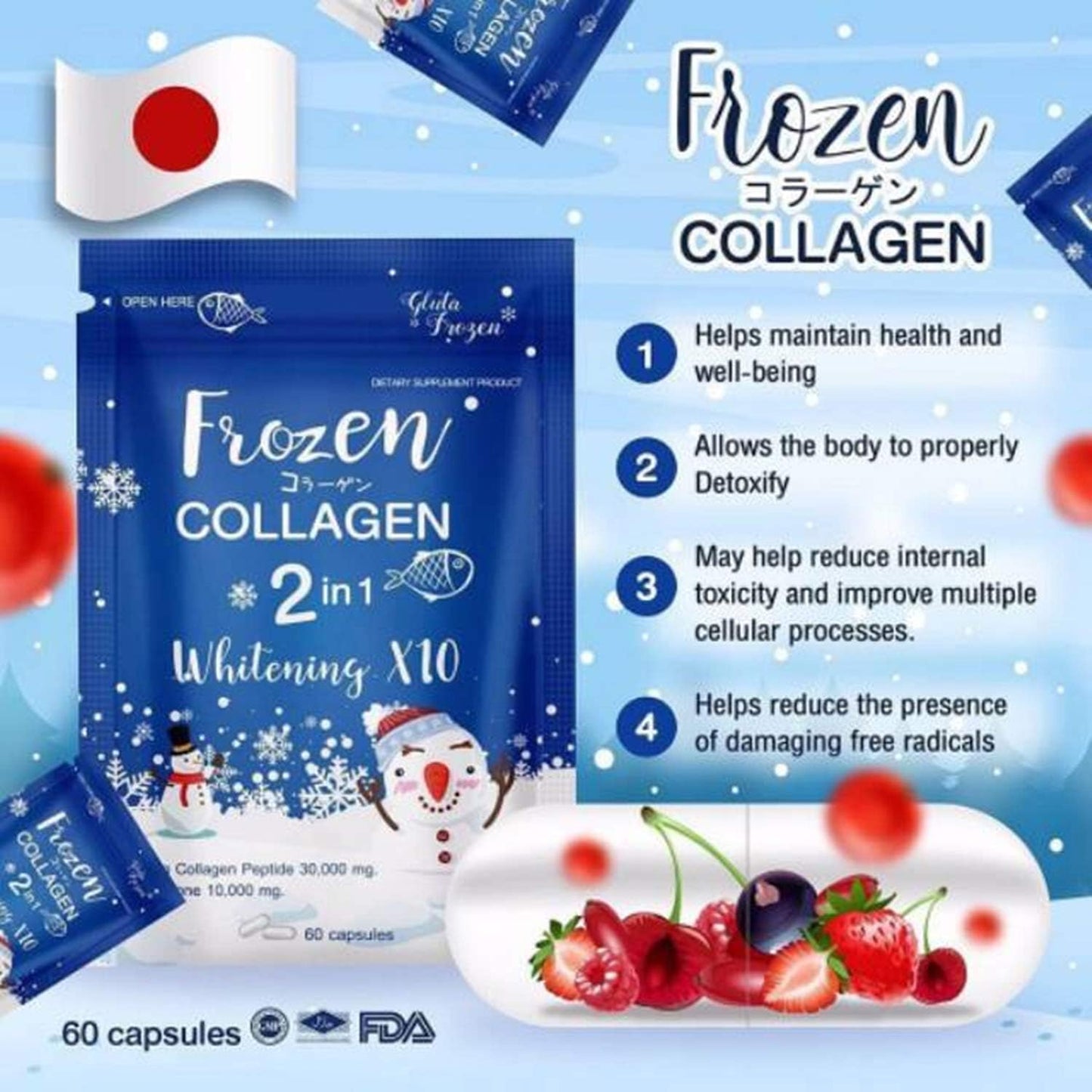 Glowsy skin Frozen Collagen Whitening Capsules. 100% natural and herbal!