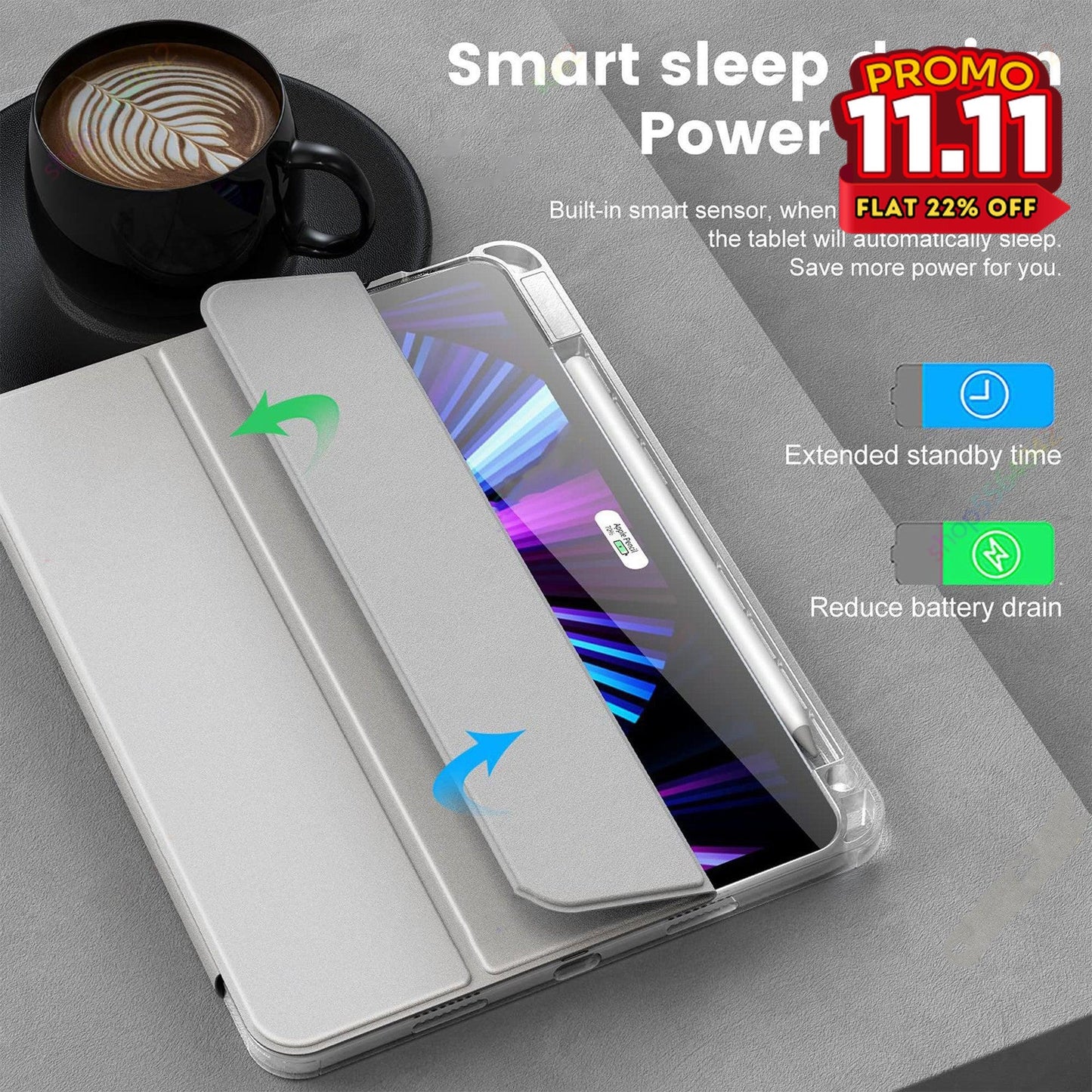 Acrylic iPad Case - Lavender Grey