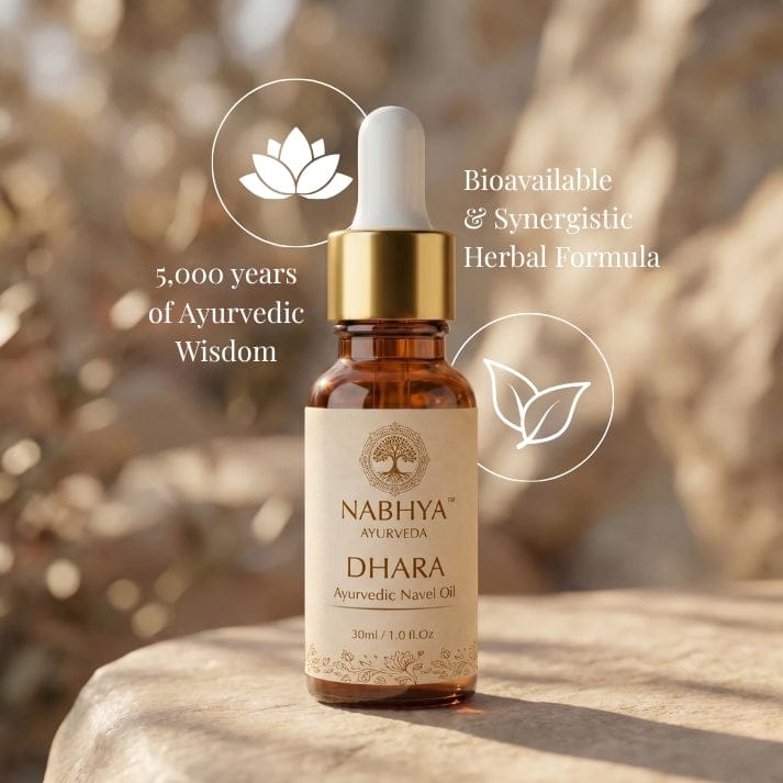 NABHYA Ayurveda DHARA Ayurvedic Navel Oil | Herbal Belly Button Oil | Natural Ayurvedic Body Care | 30ml