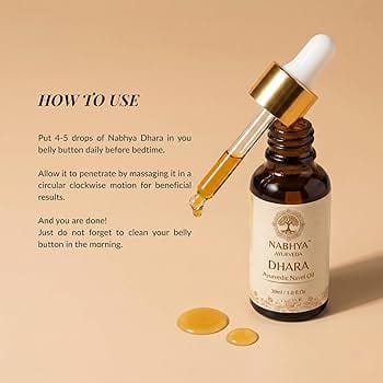 NABHYA Ayurveda DHARA Ayurvedic Navel Oil | Herbal Belly Button Oil | Natural Ayurvedic Body Care | 30ml